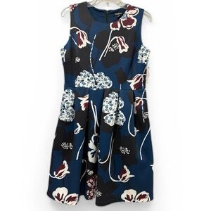 Roz & Ali Navy Floral Womens Dress Size 10P Sleeveless